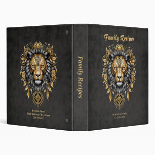 Classeur Majestic tête de lion dorée avec crinière noire