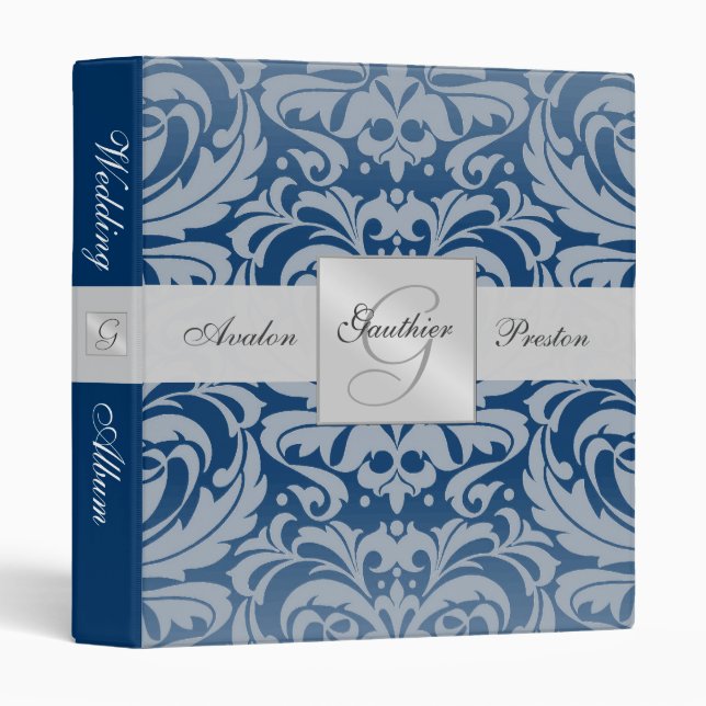 Classeur majestueux d'album de mariage damassé de (Devant/Côté)