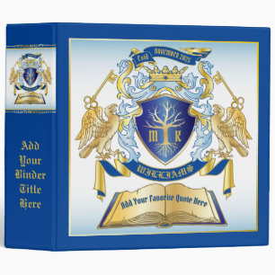 Classeur Make Your Own Emblem Tree Book Key Crown Gold Blue