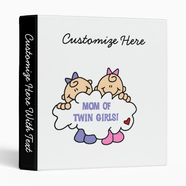 Classeur Maman de T-shirts et cadeaux Twin Girls (Devant/Côté)