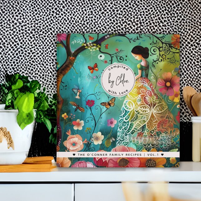 Classeur Maman Papillon cadeau Floral Wonderland Nom Recett (Beautiful Butterfly Floral Wonderland Name Recipe 3 Ring Binder)