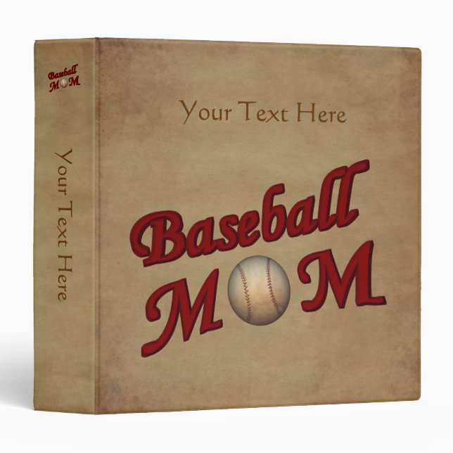 Classeur Maman personnalisée du baseball (Devant/Côté)