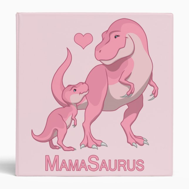Classeur MamaSaurus T-Rex et bébé fille Dinosaures (Devant)