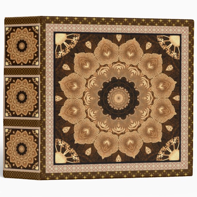 Classeur Mandala beige magnifique (Devant/Côté)