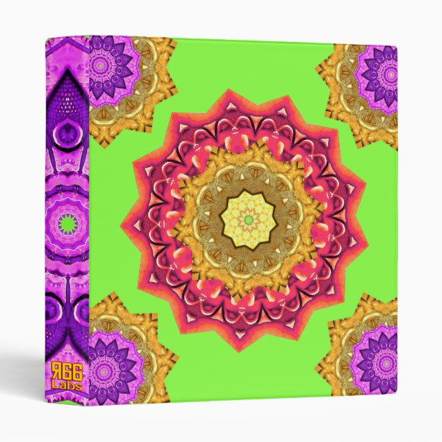 Classeur Mandala Magic Grenade Or & Lotus (Devant/Côté)