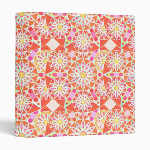Classeur Mandala motif, corail rouge, rose, or