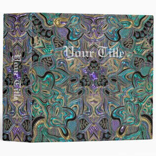 Classeur Mandala noir pourpre d'or turquoise