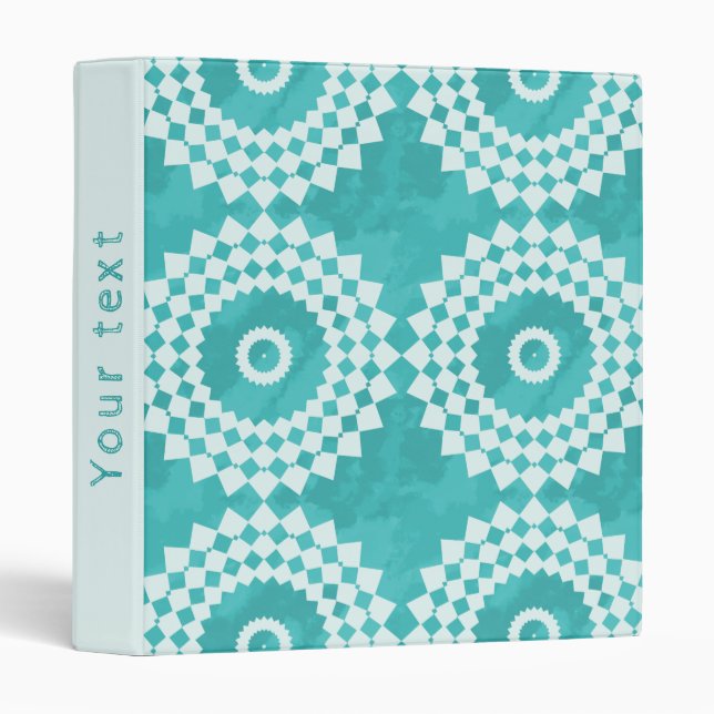 Classeur Mandala sur le Motif bleu Abstrait (Devant/Côté)