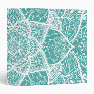 Classeur Mandala turquoise et blanc - Loergann dans le