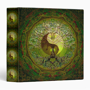 Classeur Mandala vert de Yin Yang avec l'arbre de la vie