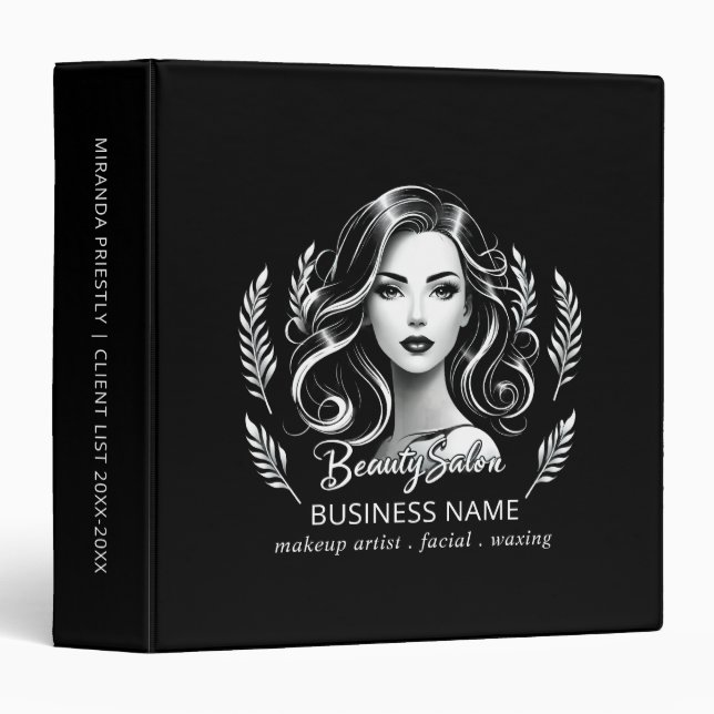 Classeur Maquillage Artiste Coiffure Stylo moderne Noir Bla (Devant/Côté)