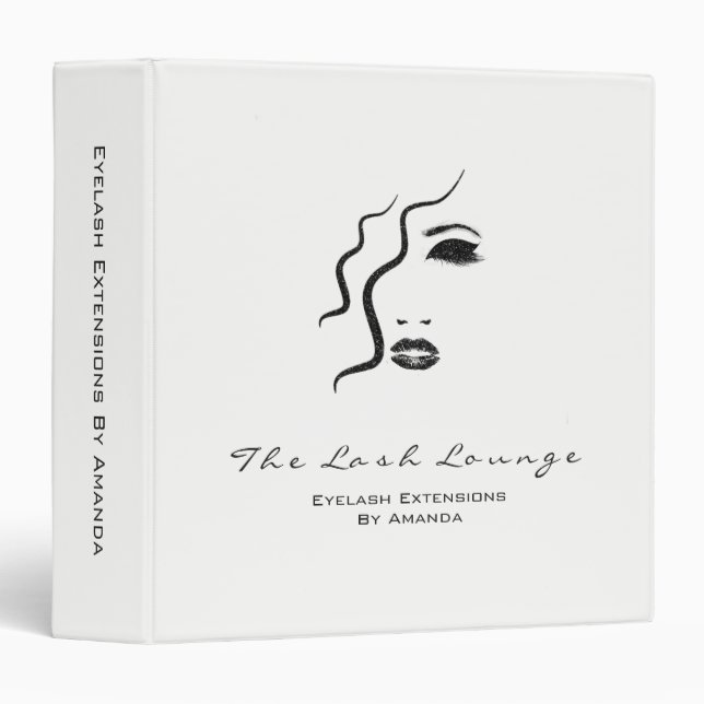 Classeur Maquillage Beauté Salon Nom Logo Blanc Noir sourci (Devant/Côté)