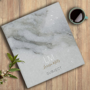 Classeur marbré blanc et monogrammé