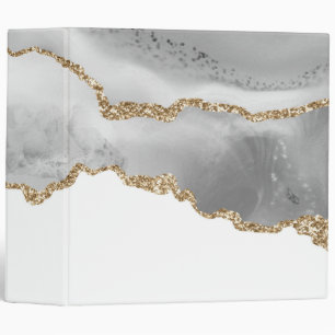 Classeur Marbre Blanc Grisé Agate Raffiné Paillettes Dorées