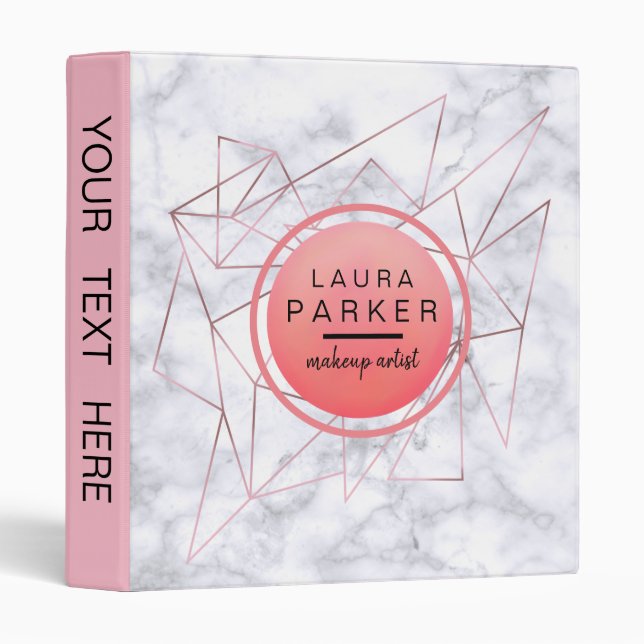 Classeur Marbre blanc Rose Gold Cercle géométrie tendance (Devant/Côté)