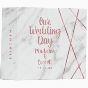Classeur Marbre blanc Rose Gold Lines Mariage Album photo