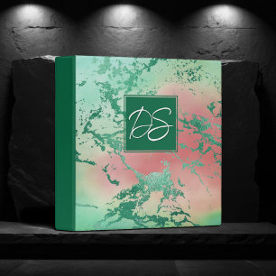 Classeur Marbre cool   Monogramme rose pastel violet