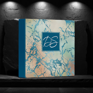 Classeur Marbre de luxe   Beau corail et Turquoise personna
