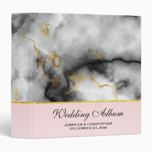 Classeur Marbre gris blanc moderne avec Mariage de ruban or