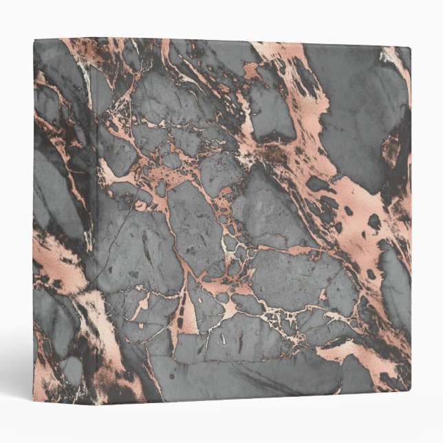 Classeur Marbre gris or rose design moderne (Devant/Côté)