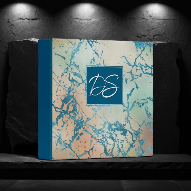 Classeur Marbre Luxe | Corail Beau et Turquoise sur Mesure (Créateur téléchargé)