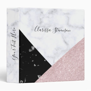 Classeur Marbre noir blanc de parties scintillantes roses