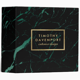 Classeur Marbre noir et vert avec Faux Gold Text I