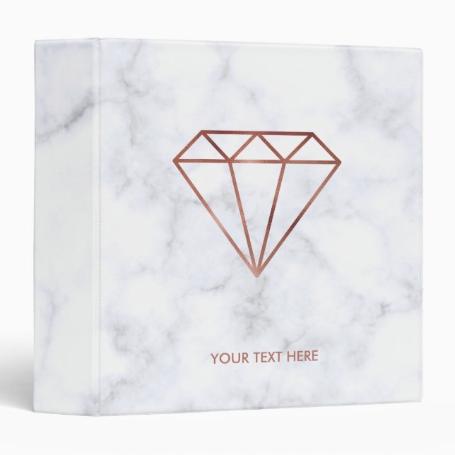 Classeur marbre rose de blanc de diamant d'or de faux clair (Devant/Côté)