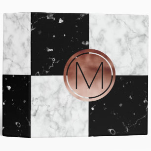 Classeur Marbre rose de blanc de noir d'or de monogramme