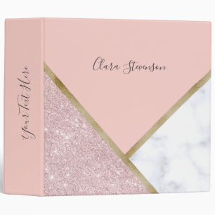 Classeur Marbre rose géométrique élégant de blanc de