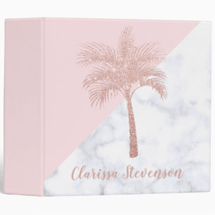 Classeur Marbre rose girly élégant de blanc de paume de