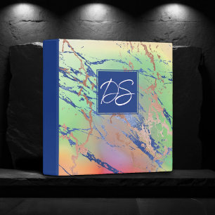Classeur Marbre Vivant   Monogramme Coloré et Audacieux à l