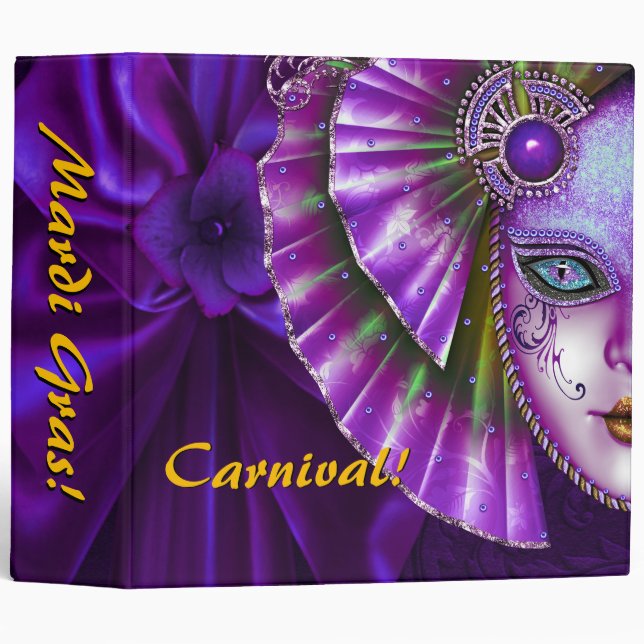 Classeur Mardi Gras Carnaval Profond violet Album photo Cla (Devant/Côté)