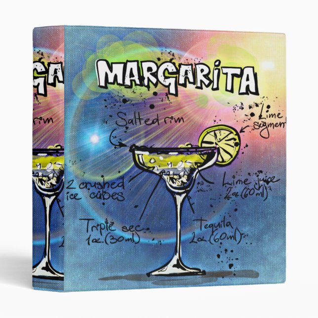 Classeur Margarita Cocktail #9 Ensemble de 12 recettes de b (Devant/Côté)