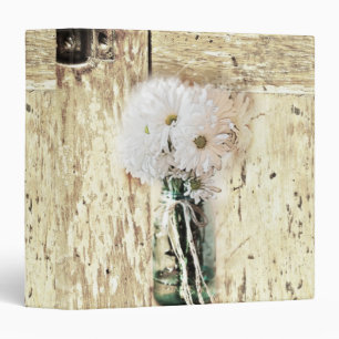 Classeur marguerite blanche en bois de pot de maçon de