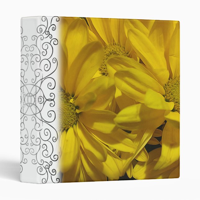 Classeur Marguerites jaunes (Devant/Côté)