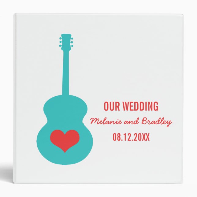 Classeur Mariage Aqua/Red Guitar Heart (Devant)