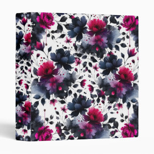 Classeur Mariage aquarelle floral rose et bleu magenta