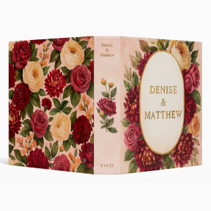 Classeur Mariage aquarelle florale Bourgogne rose