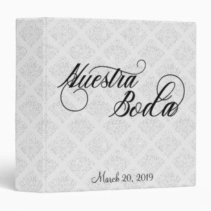 Classeur Mariage Blanc Damask Nuestra Boda Espagnol