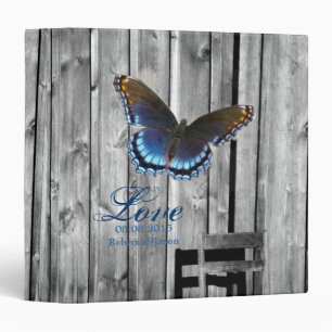 Classeur Mariage bleu en bois de papillon de grange grise