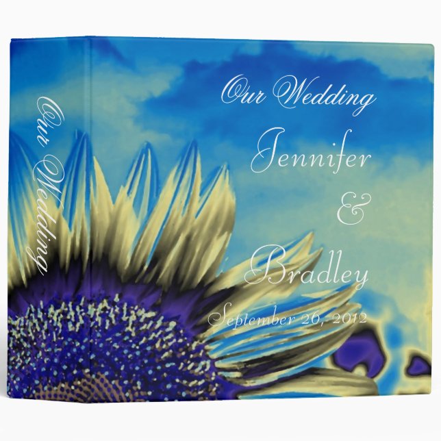 Classeur Mariage Blue Sunflower (Devant/Côté)