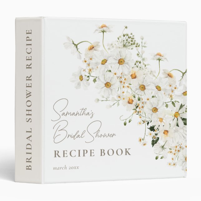 Classeur Mariage Bohème Moderne Fleur de Daisy (Devant/Côté)