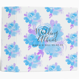 Classeur Mariage Botanique Fleur Bleu Violet Aquarelle