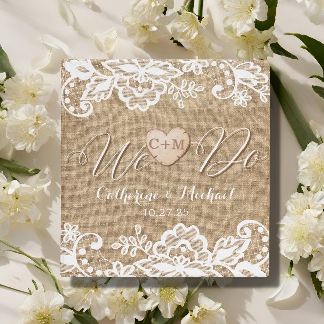 Classeur Mariage campagnard Rustique Burlap Et Dentelle (Créateur téléchargé)