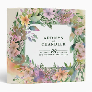 Classeur Mariage Champêtre aux Fleurs Sauvages et Aquarelle
