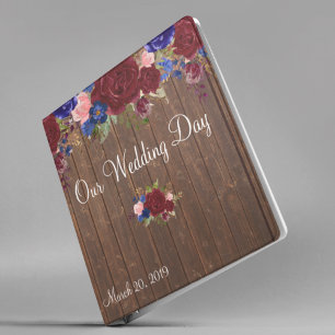 Classeur Mariage champêtre en bois avec éclairages en rose