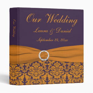 classeur Mariage damassé orange et violet de 1"