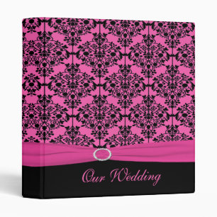 Classeur Mariage damassé rose et noir