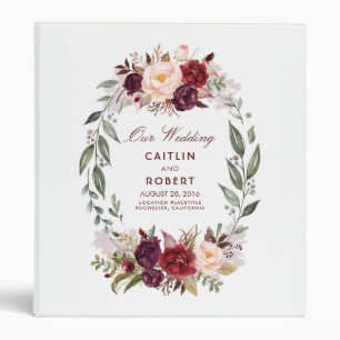 Classeur Mariage d'aquarelle rouge Bourgogne